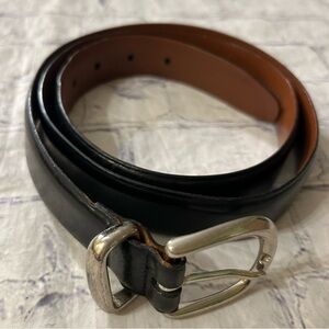 GENUINE ITALIAN LEATHER BLACK WITH SILVER TONE BUCKLE MENS CLASSIC BELT SIZE 40
